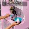 Best Choice Products Pretend Play Kitchen Wooden Toy Set for Kids w/Realistic Design, Telephone, Utensils, Oven, Microwave, Sink - Pink view 3