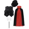 ACSUSS Kids Boys Girls Magician Costume Magic Tricks Show Fancy Dress Halloween Outfit Black 8-9 Years view 1