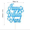 Personalized Happy Birthday Cake Topper | Customized Name Cake Decoration | Double Sided Glitter Card | Blue view 3