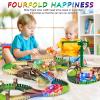 4pcs Tracks Cars Replacement Only - Light Up Magic Cars for Tracks Compatible with Glow in the Dark Toy Cars with 5 Led Flashing Lights for Most Race Tracks, Toys for 3+ Years Old Childs Boy and Girls view 4