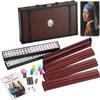 166 American Western Mahjong Set Suitcase Limited Edition Embedded Masterpiece Background in Leather Suitcase Girl Pearl view 1