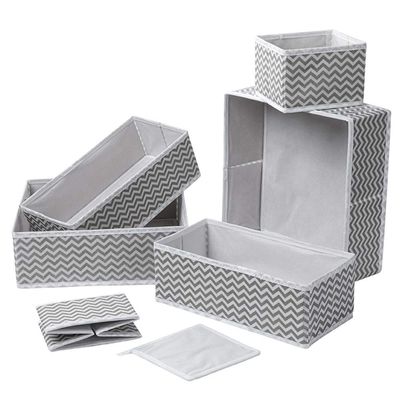 6 Pcs a Set, Storage Box, Foldable Drawer, Home and Kindergarten Clothing and Socks Sorting, Toy Sundries Storage Box (Gray)