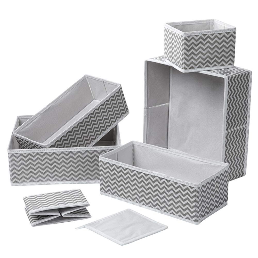 6 Pcs a Set, Storage Box, Foldable Drawer, Home and Kindergarten Clothing and Socks Sorting, Toy Sundries Storage Box (Gray)