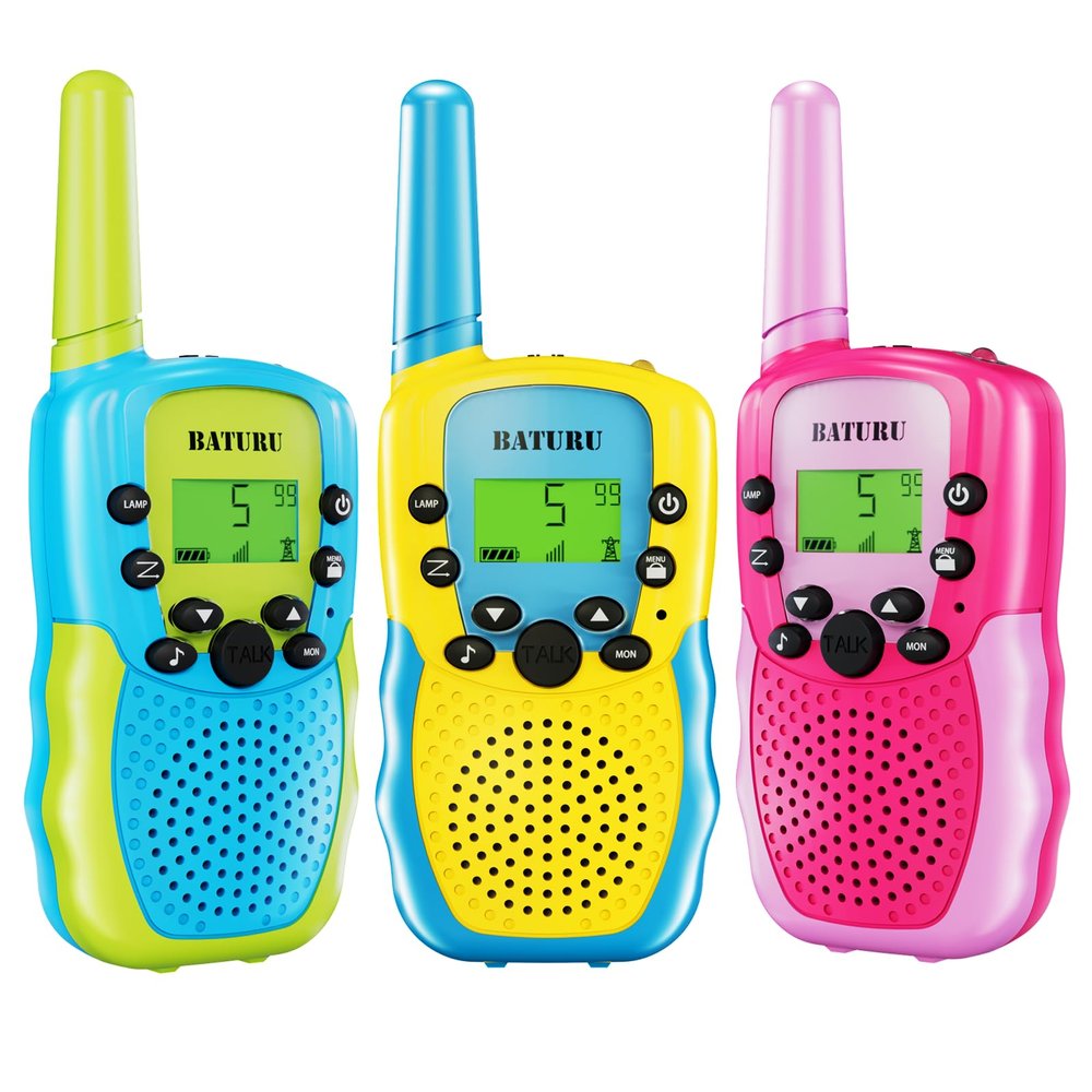 BATURU Walkie Talkies for Kids 3 Pack, Girls Toys Age 6-8 8-10 Birthday Gifts, Indoor Play, Outdoor Camping & Hiking, Toddler Walkie Talkies Age 3-5, Easy to Use, 22 Channels, 3 Miles Range