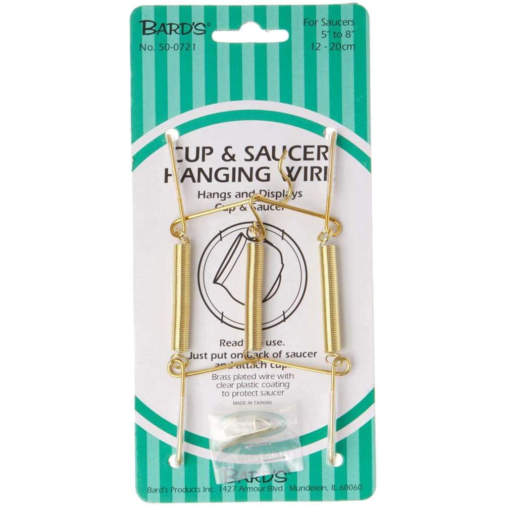 Bard's Gold-Toned Wall Mountable Tension Cup and Saucer Hanger, 8" H x 2.75" W x 1" D, Pack of 12