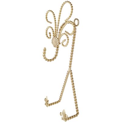 Bard's Twisted Gold-toned Wall Mountable Cup and Saucer Hanger, Shell and Fleur de Lis, 9.75" H x 4" W x 3" D, Pack of 6