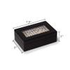 Bey-Berk Jaden Crocodile-Embossed Leather Domino Set, Double-6 55-Piece Tiles in Black Display Case, Coffee Table Game Set view 2