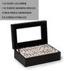 Bey-Berk Jaden Crocodile-Embossed Leather Domino Set, Double-6 55-Piece Tiles in Black Display Case, Coffee Table Game Set view 3
