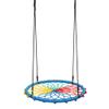 No/Brand 40 Inch Spider Web Round Rope Swing with Adjustable Ropes, Mesh Design Exercises Children's Hand Grip Strength, 2 Carabiners, Colorful view 1