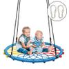 No/Brand 40 Inch Spider Web Round Rope Swing with Adjustable Ropes, Mesh Design Exercises Children's Hand Grip Strength, 2 Carabiners, Colorful view 2
