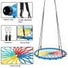No/Brand 40 Inch Spider Web Round Rope Swing with Adjustable Ropes, Mesh Design Exercises Children's Hand Grip Strength, 2 Carabiners, Colorful view 4