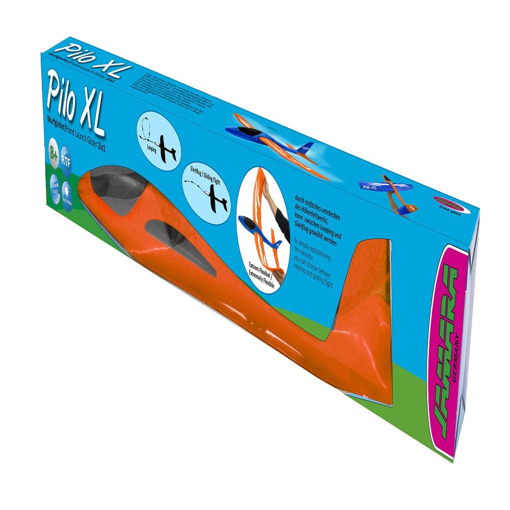 Jamara 460485 Foam Glider 2-in-1 Pilo XL Super Light (160 g), Almost Indestructible, Height Guide for looping or Sliding Flight, 86 cm Span, Orange