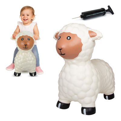 JAMARA 460590 Bouncy Sheep with Pump BPA-Free up to 50 kg, Promotes Balance and Motor Skills, Robust and Durable, Easy to Clean, White