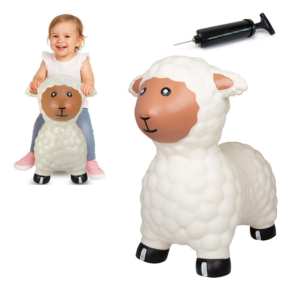 JAMARA 460590 Bouncy Sheep with Pump BPA-Free up to 50 kg, Promotes Balance and Motor Skills, Robust and Durable, Easy to Clean, White