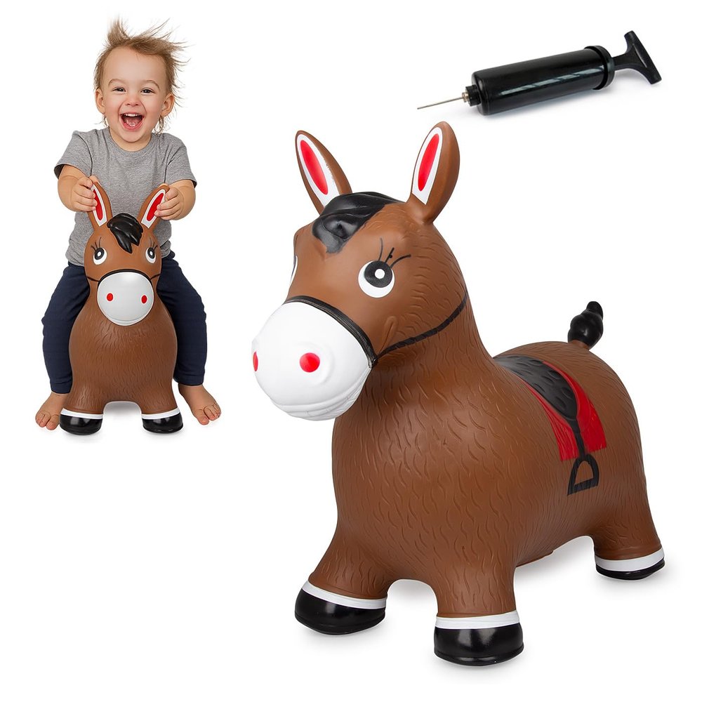 JAMARA 460597 Bouncy Horse with Pump-up to 50 kg, Promotes Balance and Motor Skills, Robust and Durable, Easy to Clean, Brown