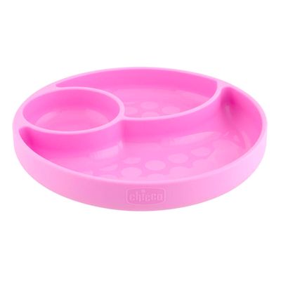 CHICCO Silicone Divided Plate, Modern, Pink