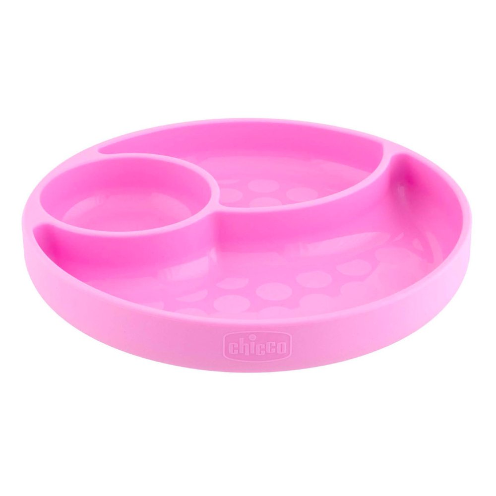 CHICCO Silicone Divided Plate, Modern, Pink