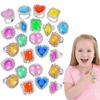 The Dreidel Company 24-Pack Colorful Plastic Jewel Ring Adjustable Fake Rings Princess Rings Jewelry for Bridal Shower Girls Dress Accessories 1" Inch view 1