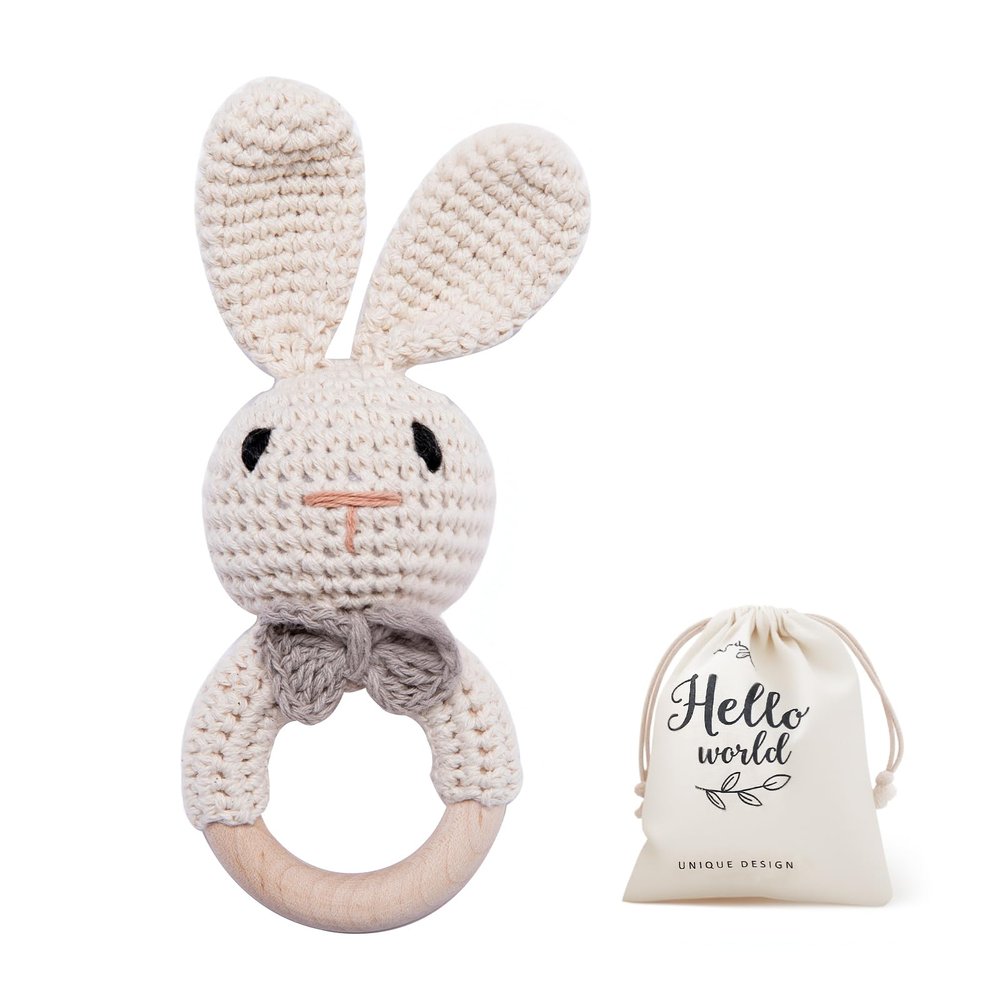 Crochet Baby Rattle, Baby Shaker Toy, Baby Rattles 0-6 Months, Handmade Newborn Toys, Easter Bunny Rattle, Animal Baby RattleKnitted Stuffed Animals Gifts for Boys and girs Bunny Rattle