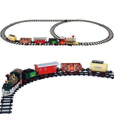 ECCRIS Toy Train Sets with Steam Locomotive Engine, Cargo Car, Passenger Car and Track