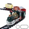 ECCRIS Toy Train Sets with Steam Locomotive Engine, Cargo Car, Passenger Car and Track view 2