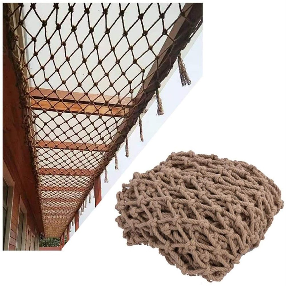 Rope Netting Decor, Hemp Rope Safety Net Stairs Balcony Net Treehouse Climbing Woven Rope Truck Cargo Trailer Netting Heavy Duty Birds Nets Hammock Playground (Size : 1 * 6m(3 * 20ft))