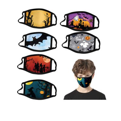 BARSUPPLY 6-Pack Kids Halloween Face Mask, Reusable, Washable Face Cover, One Size fits Most Kids, Boys and Girls Masks