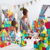 Jasonwell Dinosaur Aqua Magic Doodle Mat 60 x 40 Inches Large Water Drawing Doodling Mat Toys and 65 PCS Magnetic Tiles Building Blocks Set Gifts view 4