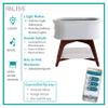 TruBliss Evi Smart Baby Bassinet Beside Sleeper with Auto-Glide, Ambient Nightlight & Sensory Sounds, Compatible with Alexa and Google Home, Includes 2 Sheets (Soft White w/Espresso Legs) view 4