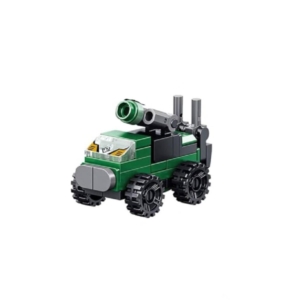 JOYIN 6-in-1 Army Car Building Toy, Mini Military Truck toys in Transport Carrier Vehicle Playset, STEM Building Block Robot Bricks Set for Boy Girl Kid Toddler 4-7 Years Old Birthday Gift Party Favor