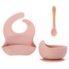Ginbear Baby Bowls with Suction, Silicone Bibs, Self Feeding Spoons, Led Weaning Supplies, Toddler Eating Set for Ages 6 Months+ (Baby Pink) view 1