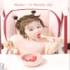 Ginbear Baby Bowls with Suction, Silicone Bibs, Self Feeding Spoons, Led Weaning Supplies, Toddler Eating Set for Ages 6 Months+ (Baby Pink) view 2
