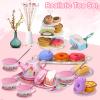 Tea Party Set for Little Girls,PRE-WORLD Princess Tea Time Toy Including Dessert,Cookies,Doughnut,Teapot Tray Cake, Tablecloth & Carrying Case,Kids Kitchen Pretend Play for Girls Boys Age 3-6 view 2