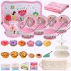 Tea Party Set for Little Girls,PRE-WORLD Princess Tea Time Toy Including Dessert,Cookies,Doughnut,Teapot Tray Cake, Tablecloth & Carrying Case,Kids Kitchen Pretend Play for Girls Boys Age 3-6 view 3