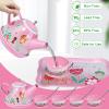 Tea Party Set for Little Girls,PRE-WORLD Princess Tea Time Toy Including Dessert,Cookies,Doughnut,Teapot Tray Cake, Tablecloth & Carrying Case,Kids Kitchen Pretend Play for Girls Boys Age 3-6 view 4