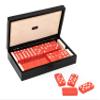 Bello Games Collezioni Franco - Double Six Red Professional Jumbo Size Tournament Dominoes Set with Spinners in a Luxury Genuine Italian Leather Lizard Case view 1