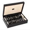 Bello Games Collezioni Franco - Double Six Black Professional Jumbo Size Tournament Dominoes Set with Spinners in a Luxury Genuine Italian Leather Printed Lizard Case view 2