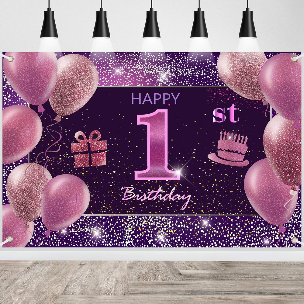 1st Birthday Decorations for Girls IMISI Happy Birthday Banner Pink Decorations for A Party Birthday Backdrop for Women