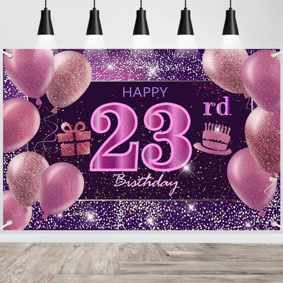 23rd Birthday Decorations for Girls IMISI Happy Birthday Banner Pink Decorations for A Party Birthday Backdrop for Women