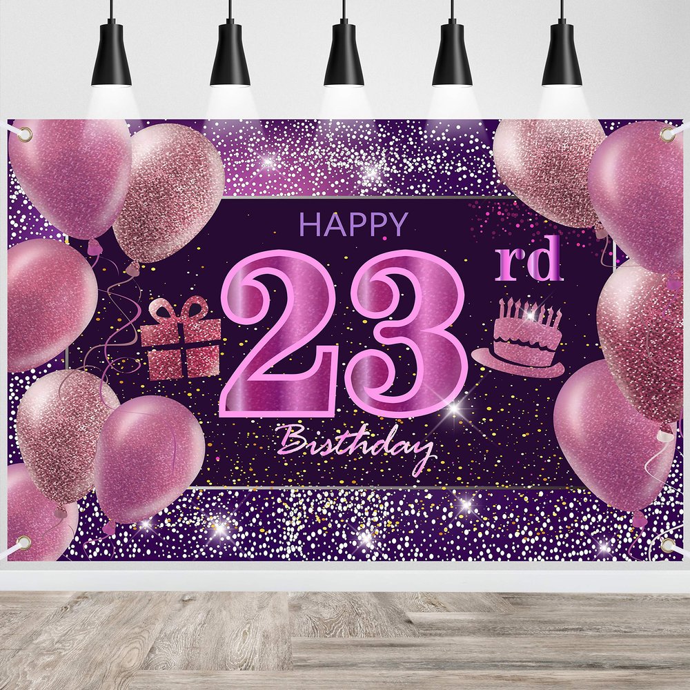 23rd Birthday Decorations for Girls IMISI Happy Birthday Banner Pink Decorations for A Party Birthday Backdrop for Women
