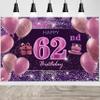 62nd Birthday Decorations for Girls IMISI Happy Birthday Banner Pink Decorations for A Party Birthday Backdrop for Women view 1