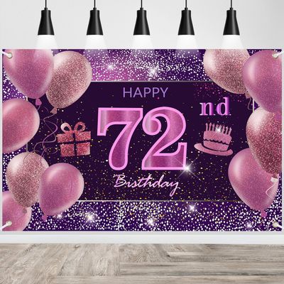 72nd Birthday Decorations for Girls IMISI Happy Birthday Banner Pink Decorations for A Party Birthday Backdrop for Women