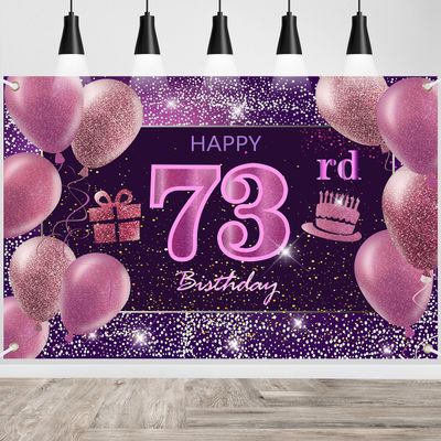 73rd Birthday Decorations for Girls IMISI Happy Birthday Banner Pink Decorations for A Party Birthday Backdrop for Women