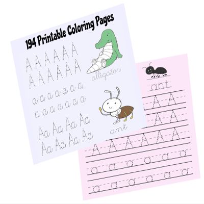 194 Coloring Pages Letters ABC PDF, Educational Printable Cute Alphabet Numbers Easy Color Pages to Print, Colouring Pages for Kids Preschoolers, Activity at Home, Instant Download