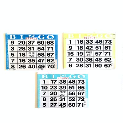 1 on Bingo Paper Game Cards- Triple Value Pack- 500 Blue- 500 Yellow- 500 Aqua- 4 Inch Square