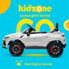 Kidzone Ride On Car 12V Lamborghini Urus Kids Electric Vehicle Toy w/Parent Remote Control, Horn, Radio, Port, AUX, Spring Suspension, Opening Door, LED Light - White view 2