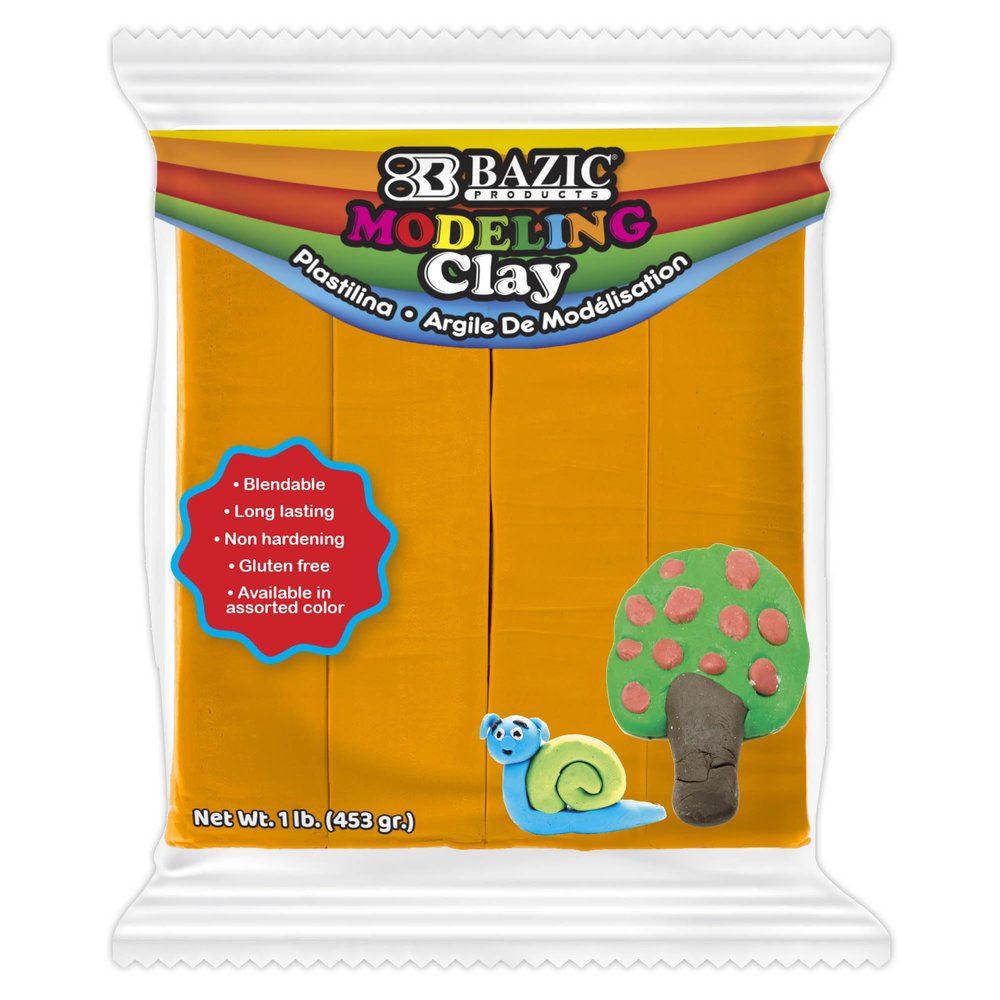 BAZIC Products Modeling Clay Orange Color 1 LB, Modeling Dough Art Craft Non Toxic Gift for Artist, Bulk for Classroom, 1-Pack