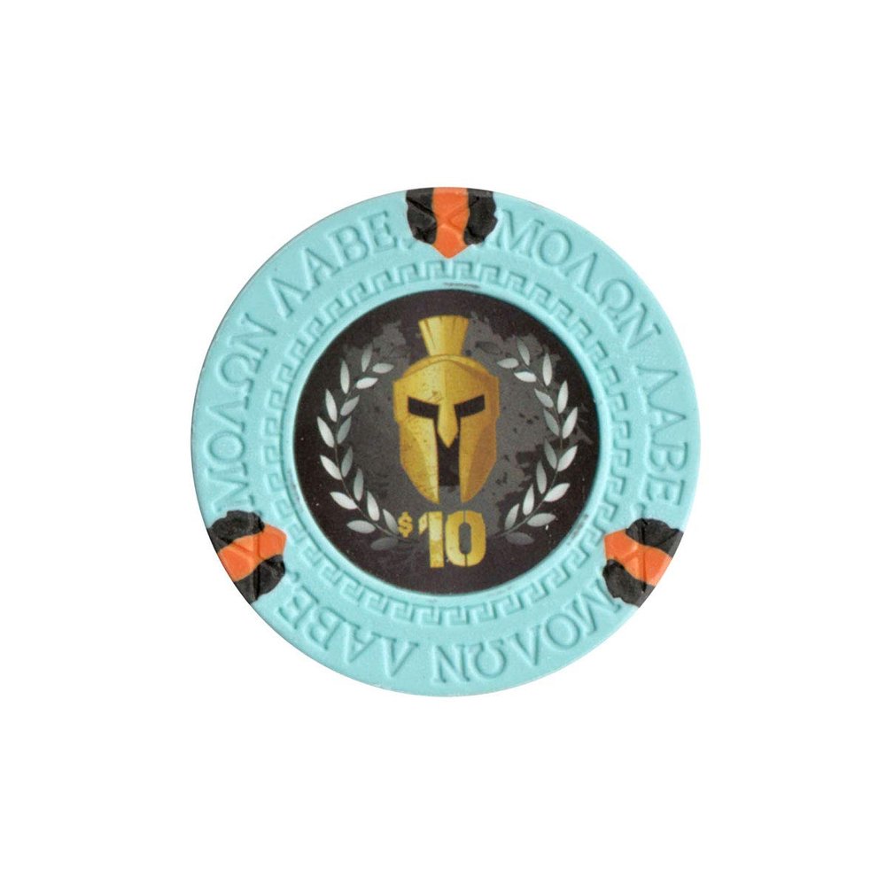 Versa Games Spartan Clay Poker Chips in 13.5g Weight Pack of 50 (Choose Colors) (Light Blue)