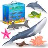 Learning Minds Jumbo Sea Animals - Set of 7 Educational Ocean Fish Toys for Kids - Shark, Whale, Dolphin, Octopus Animal Figures - Toy Fish & Sea Creatures for Toddlers - Age 18 Months + view 1