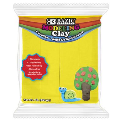 BAZIC Products Modeling Clay Yellow Color 1 LB, Modeling Dough Art Craft Non Toxic Gift for Artist Kids, Bulk for Classroom, 1-Pack